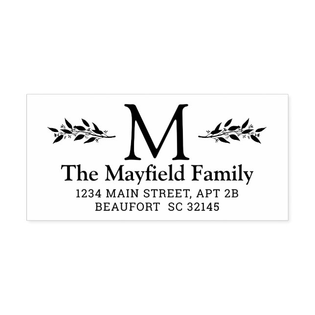 Carimbo De Borracha Monograma Inicial Endereço de Retorno (Impressão)