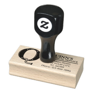 Carimbo De Borracha Monograma Mecânico Personalizável. "Q" inicial