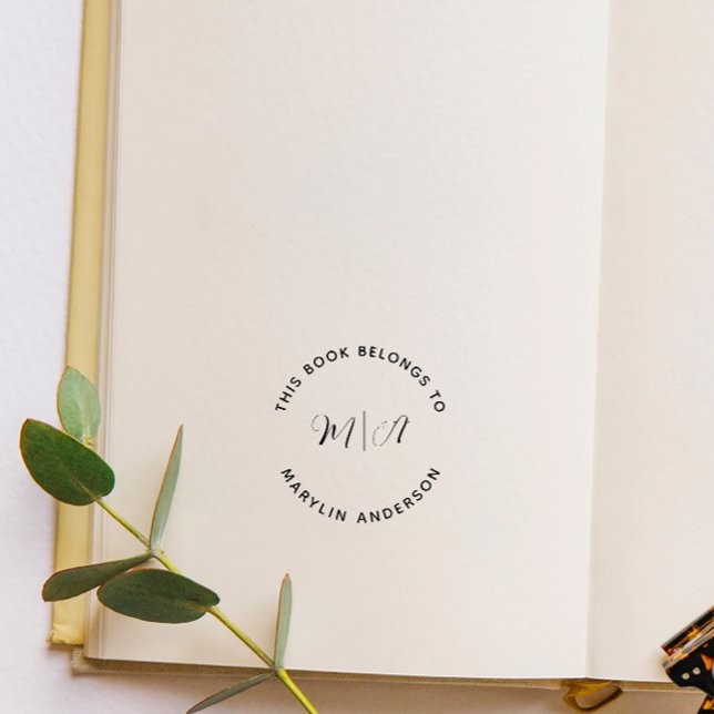 Carimbo De Borracha Monograma Moderno Elegante Livro Personalizado Min (Criador carregado)