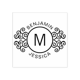 Carimbo De Borracha Monograma Personalizado + Personalização Decorativ