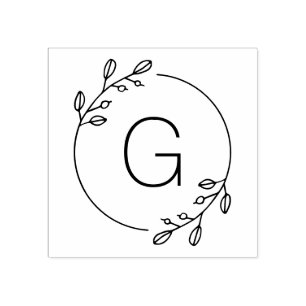 Carimbo De Borracha Monograma Personalizado Simples de Fita Botânica