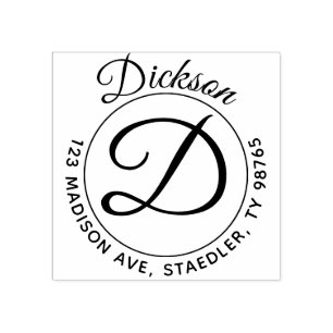 Carimbo De Borracha Monograma redondo do selo do endereço do sobrenom