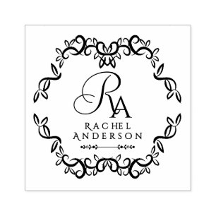 Carimbo De Borracha Monograma Romântico