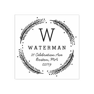 Carimbo De Borracha Monograma Russo Wreath