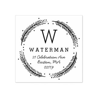 Carimbo De Borracha Monograma Russo Wreath