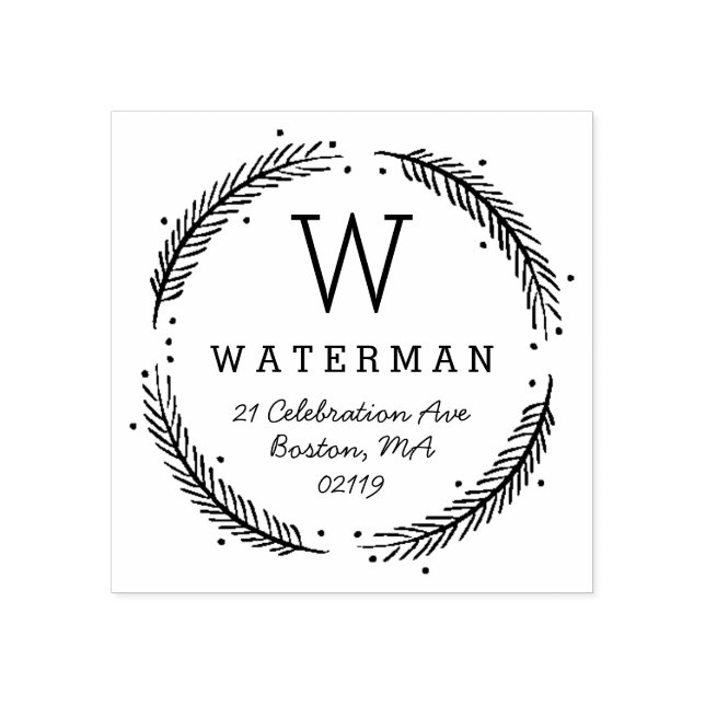 Carimbo De Borracha Monograma Russo Wreath (Impressão)