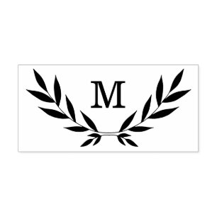 Carimbo De Borracha Monograma Rustic Laurel Branch