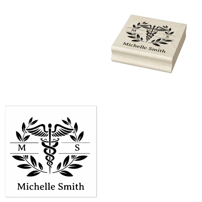 Carimbo De Borracha Monograma - Símbolo Médico da Enfermeira (Carimbado)