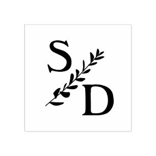 Carimbo De Borracha Monograma simples de casamento com iniciais