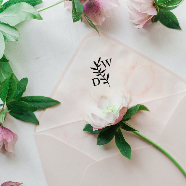 Carimbo De Borracha Monograma simples de folhas (Criador carregado)