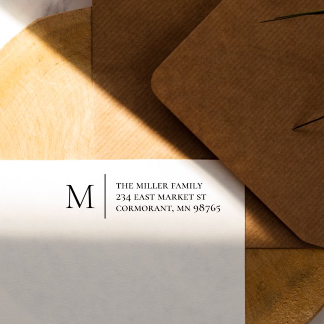 Carimbo De Borracha Monograma simples e endereço de devolução (Rubber Stamp Mock-up)