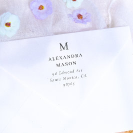 Carimbo De Borracha Monograma simples e nome Endereço de devolução per