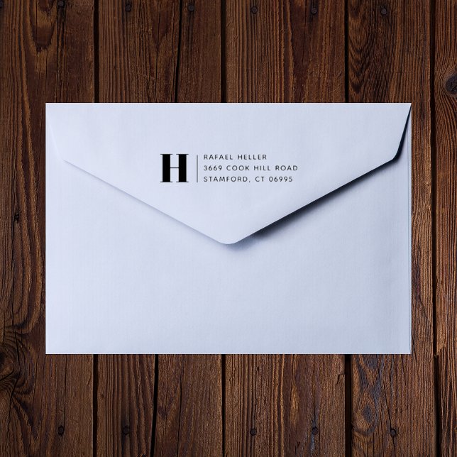 Carimbo De Borracha Monograma Simples Moderno de Endereço de Remetente (Simple modern monogram rubber stamp adds a clean personal touch to every envelope.)