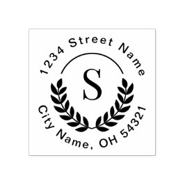 Carimbo De Borracha Monograma Tradicional Endereço Inicial de Retorno 