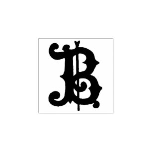 Carimbo De Borracha Monograma Vintage - decorativa Medieval - Letra B
