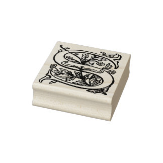 Carimbo De Borracha Monograma Vintage - Letra floral decorativa S