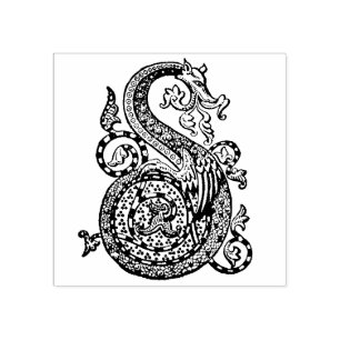Carimbo De Borracha Monograma Vintage - Letra S Dragon