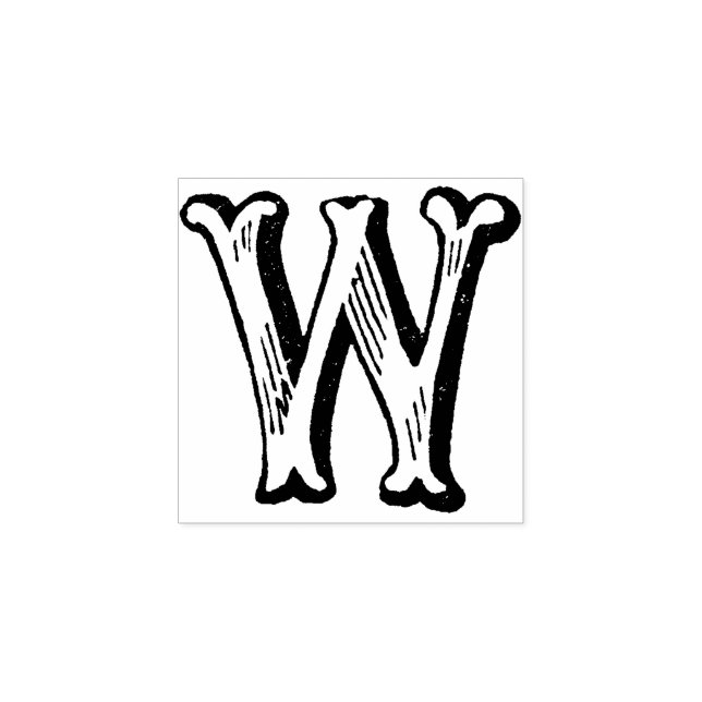 Carimbo De Borracha Monograma Vintage - Letra W (Impressão)