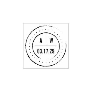 Carimbo De Borracha Monogramas duplos clássicos circulam pelo casament