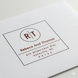 Carimbo De Borracha Monogramas iniciais endereço de retorno mínimo mod