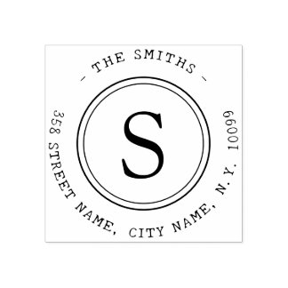 Carimbo De Borracha Monogramme Simple Nom de Famille