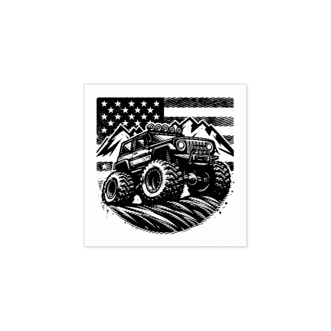 CARIMBO DE BORRACHA MONSTER TRUCK WOOD ART STAMP (Impressão)