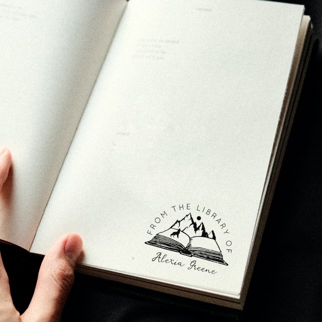 Carimbo De Borracha Montanha do Selo da Biblioteca, Livro Personalizad (Criador carregado)