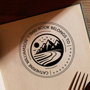Carimbo De Borracha Montanha Redonda Esboço Este livro pertence a