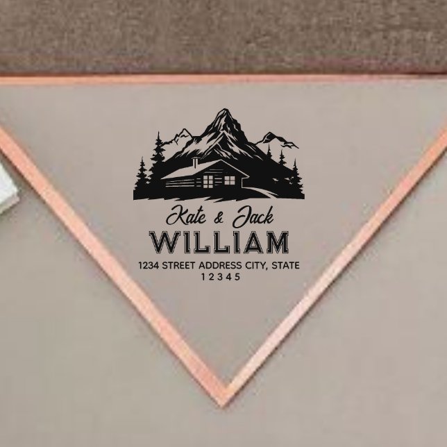 Carimbo De Borracha Montanhas Russas E Pines Endereço De Devolução De  (Criador carregado)