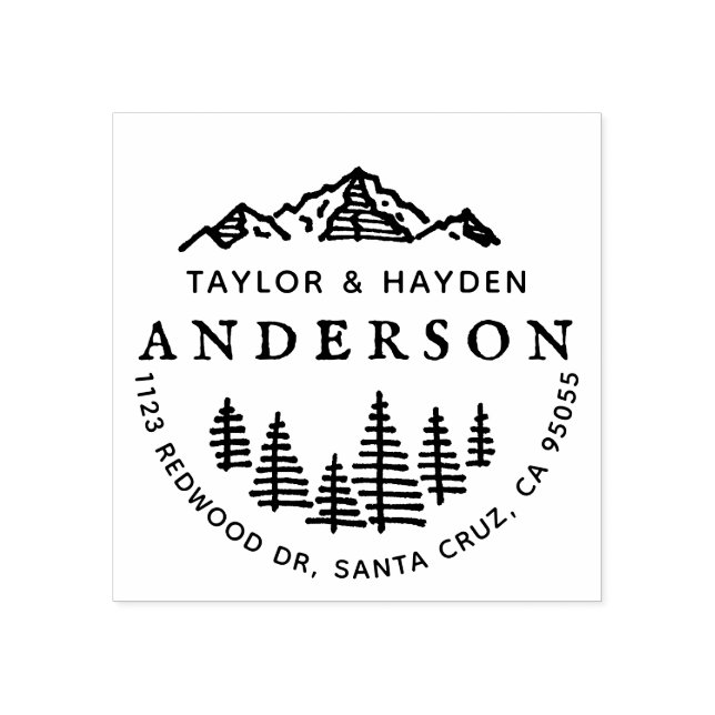 Carimbo De Borracha Montanhas russas e pinos Endereço do Casal de esbo (Impressão)