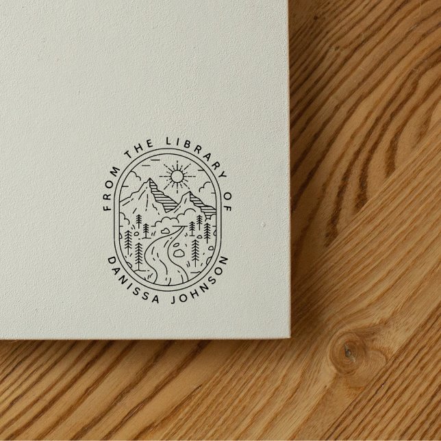 Carimbo De Borracha Montanhas Rústicas Desenhadas à Mão Ex Libris para (Criador carregado)