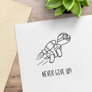 Carimbo De Borracha Motivação de Jetpack Turtle Encantada