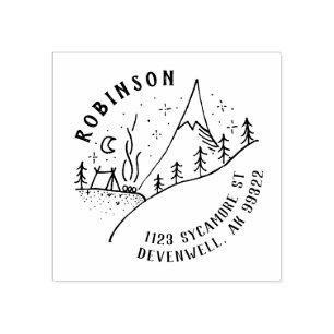 Carimbo De Borracha Mountain Campfire & Starry Night Sketch Endereço