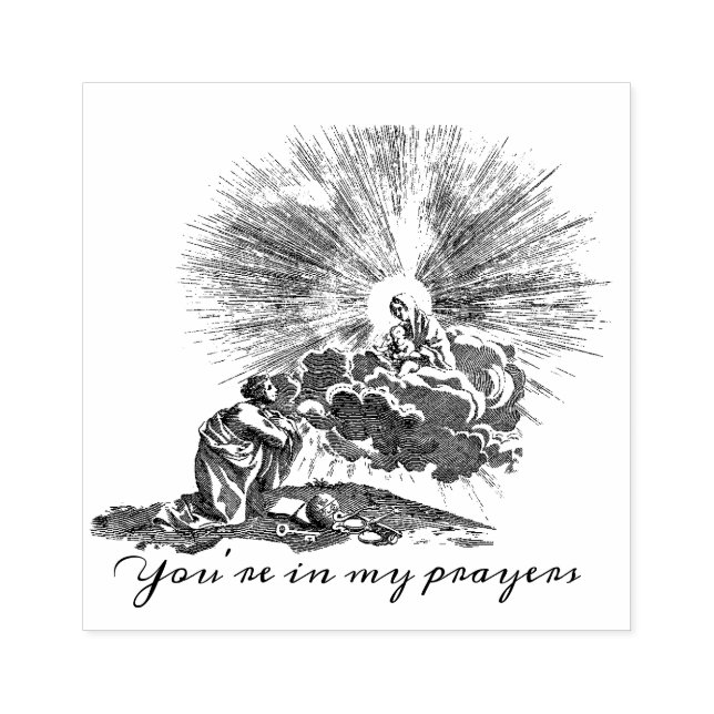 Carimbo De Borracha Mulher Rezando para Mary e Jesus Religioso (Impressão)