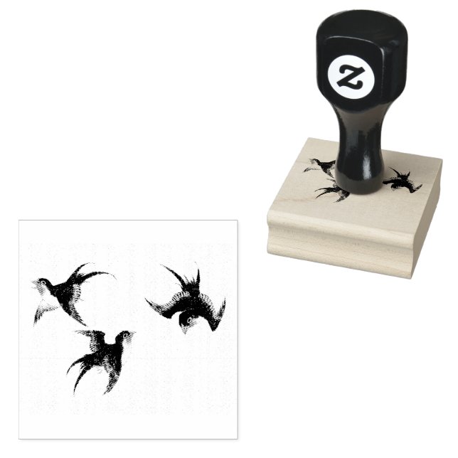 Carimbo De Borracha Múltiplos pássaros Japoneses Vintage (Carimbado)