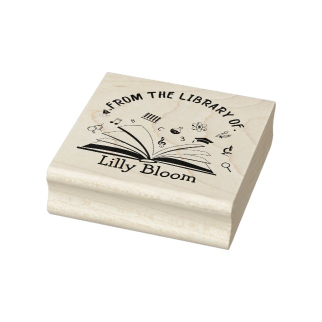 Carimbo De Borracha Na Biblioteca de - Nome Personalizado (Carimbo)