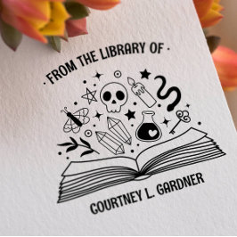 CARIMBO DE BORRACHA NA BIBLIOTECA DO SEU NOME MAGIC BOOK