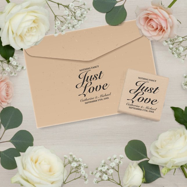 Carimbo De Borracha Nada De Rico Apenas Adorando Casamento (Flat lay rustic country wedding stationery with bold typography wedding calligraphy rubber stamp)