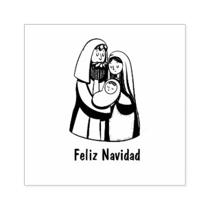 Carimbo De Borracha Natal Jesus Religião Espanhol Feliz Navidad