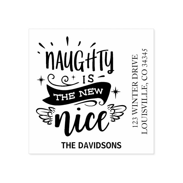 Carimbo De Borracha Naughn É O Novo Bom Endereço De Volta De Natal (Impressão)