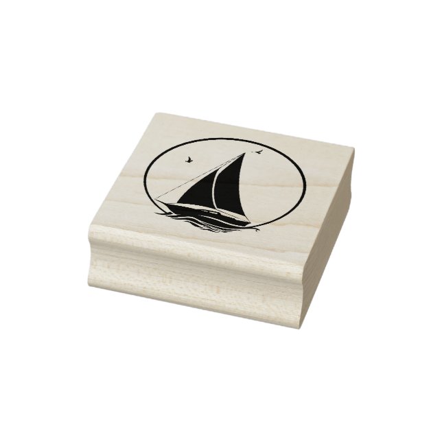 Carimbo De Borracha Navio de vela/gaivotas/ondas marítimas (Carimbo)