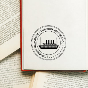 Carimbo De Borracha Navio náutico Round Vintage Este livro pertence a