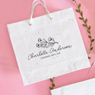 Carimbo De Borracha Negócios Personalizados Modernos, Floral Grande