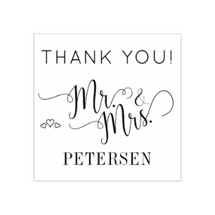 Carimbo De Borracha Newlyweds Sr. e Sra. Casamento Obrigado