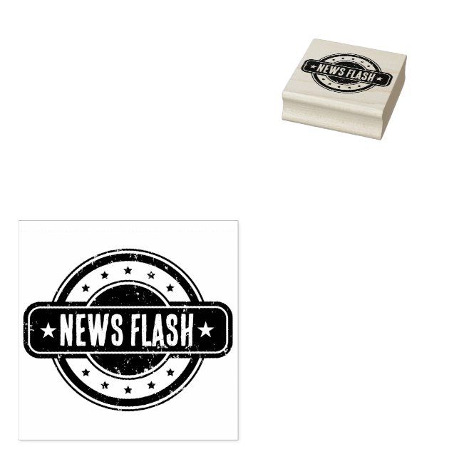 Carimbo De Borracha Newspaper Themed Distressed News Flash (Carimbado)