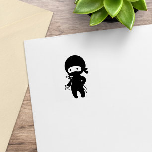 Carimbo De Borracha Ninja Pequeno Segurando Estrela de Lançamento 1x1