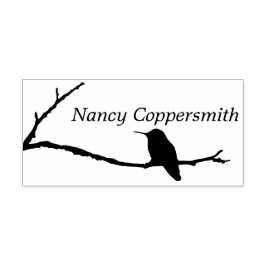 Carimbo de borracha - Nome com Hummingbird