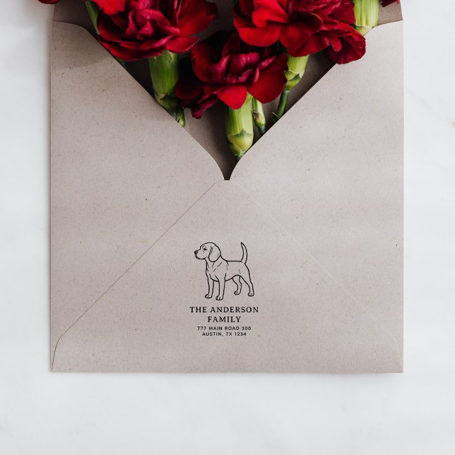 Carimbo De Borracha Nome da família Beagle Endereço de devolução (Criador carregado)