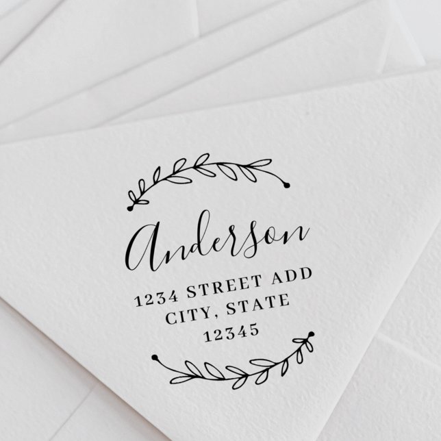 Carimbo De Borracha Nome da Família Botânica Wreath Calliographic Ende (Criador carregado)