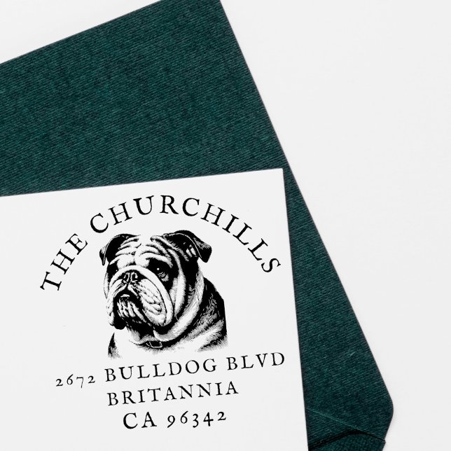Carimbo De Borracha Nome da Família Buldogue Britânica Endereço de Dev (Criador carregado)